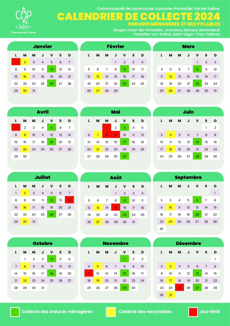 calendrier de collecte 2024