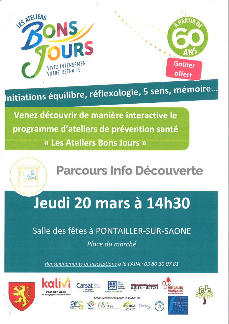 affiche texte ateliers prévention santé