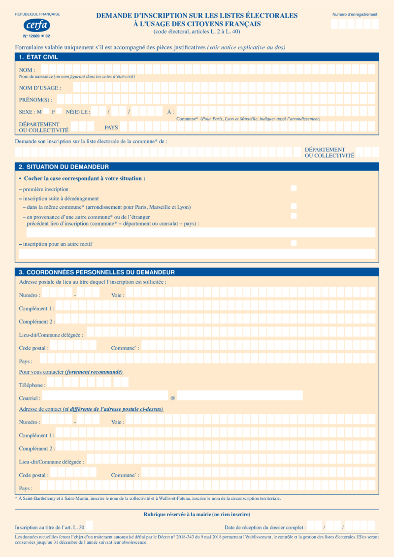 cerfa inscription listes electorales