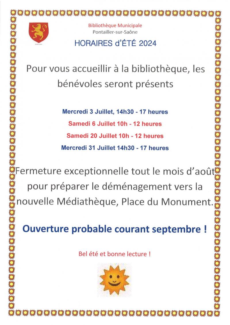 horaires bibliothèque