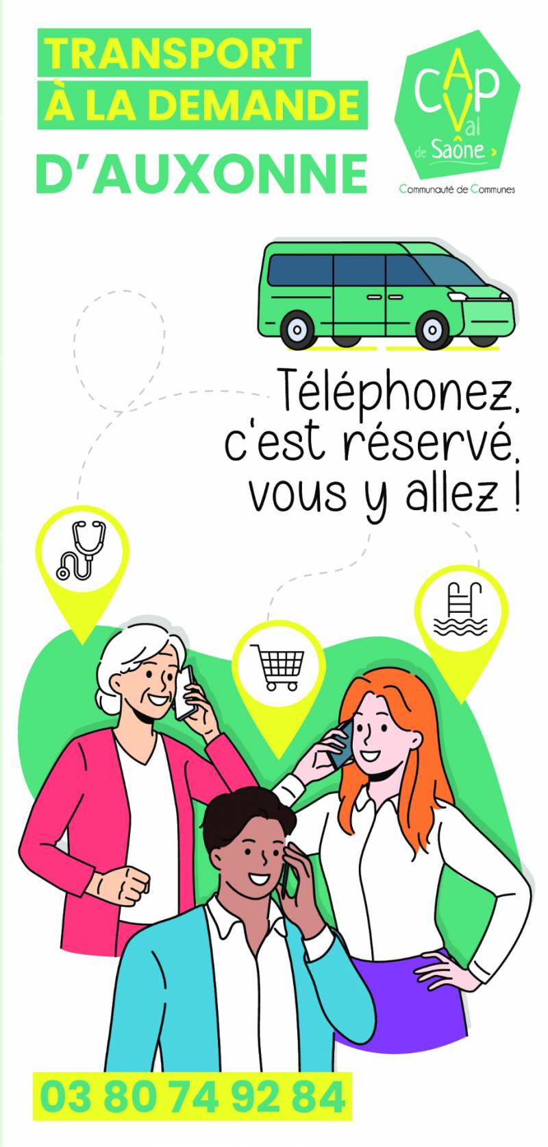 Personnes qui appellent au téléphone, véhicule de transport